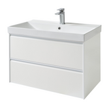 Kartell K-VIT Moon 800mm 2 Drawer Wall Mounted Unit With Ceramic Basin-Matt White (MOON800WM-W MOON800BAS)