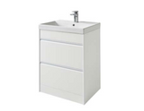 Kartell K-VIT Moon 600mm 2 Drawer Floor Standing Unit With Ceramic Basin-Matt White (MOON600FS-W MOON600BAS)