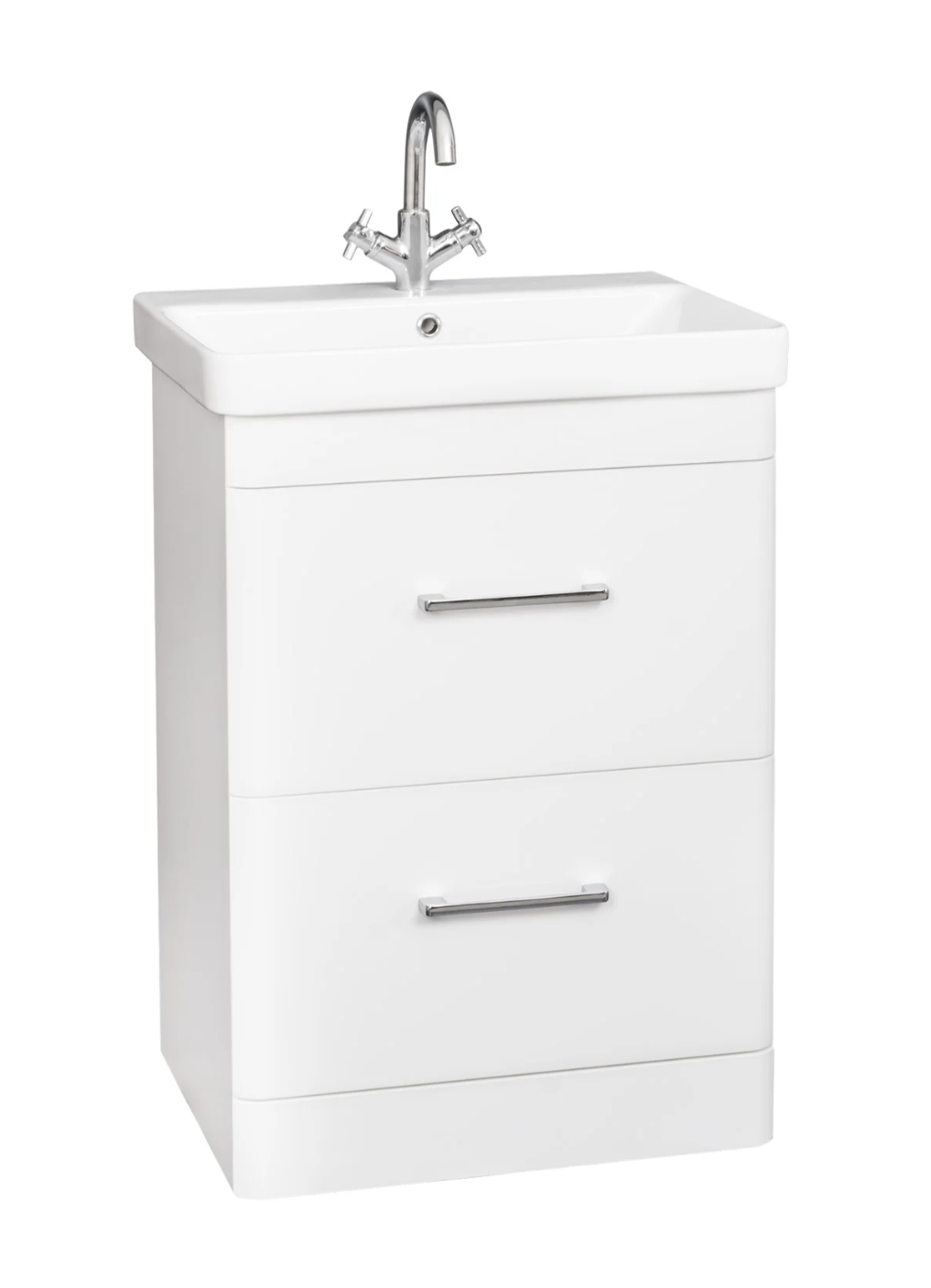 Kartell K-VIT Options 24 600mm 2 Drawer Unit With Ceramic Basin- White Gloss (OPT600DR-WT FUR149ME)