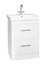 Kartell K-VIT Options 24 600mm 2 Drawer Unit With Ceramic Basin- White Gloss (OPT600DR-WT FUR149ME)