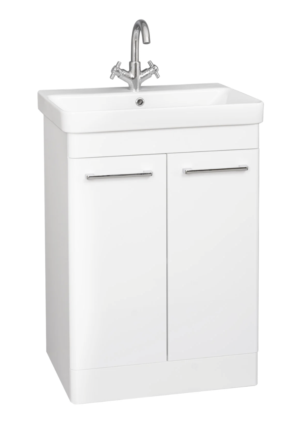 Kartell K-VIT Options 24 600mm 2 Door Unit With Ceramic Basin- White Gloss (OPT600DO-WT FUR149ME)