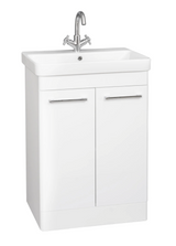 Kartell K-VIT Options 24 600mm 2 Door Unit With Ceramic Basin- White Gloss (OPT600DO-WT FUR149ME)