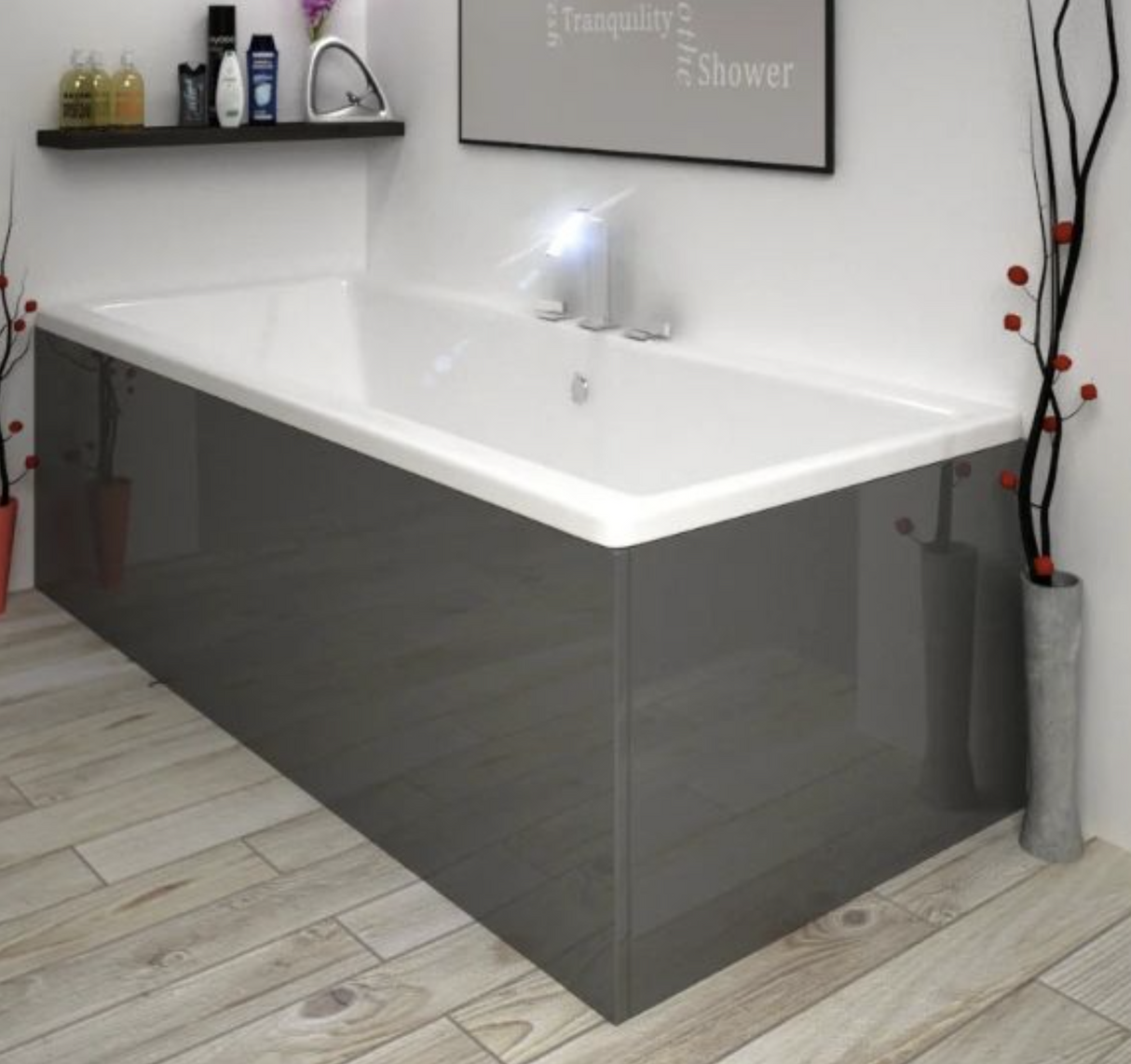 Kartell K-VIT Purity 2 Piece Front and End Bath Panels- Storm Grey Gloss (RBP1700FPSG)(RBP700EPSG)