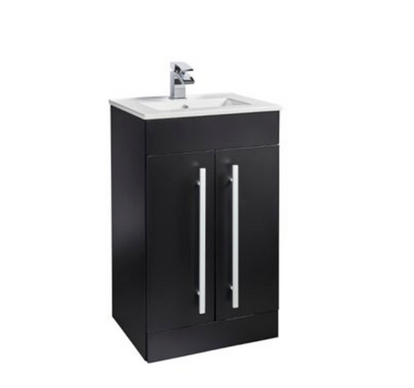 Kartell K-VIT Purity 500mm Floor Standing 2 Door Unit with Ceramic Basin - Matt Black