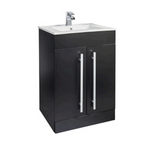 Kartell K-VIT Purity 600mm Floor Standing 2 Door Unit With Ceramic Basin -Matt Black (PMB600DO-FUR057PU)