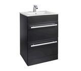 Kartell K-VIT Purity 600mm Floor Standing 2 Drawer Unit With Ceramic Basin- Matt Black (PMB600DR-FUR057PU)