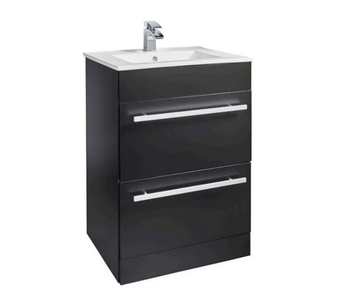 Kartell K-VIT Purity 600mm Floor Standing 2 Drawer Unit with Ceramic Basin - Matt Black