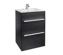 Kartell K-VIT Purity 600mm Floor Standing 2 Drawer Unit with Ceramic Basin - Matt Black