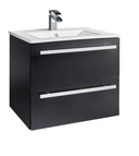 Kartell K-VIT Purity 600mm Wall Mounted 2 Drawer Unit with Ceramic Basin - Matt Black