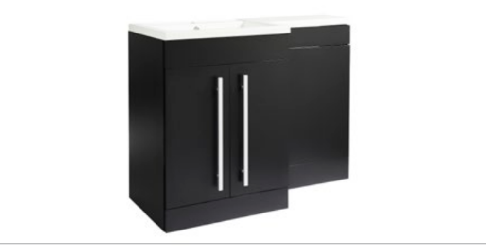 Kartell K-VIT Matrix 2 Door L-Shaped Furniture Pack 1100mm Left Hand -Matt Black - Includes Cistern  (PMB600DO-PMB505MA-FUR430NEW-ACC001N)