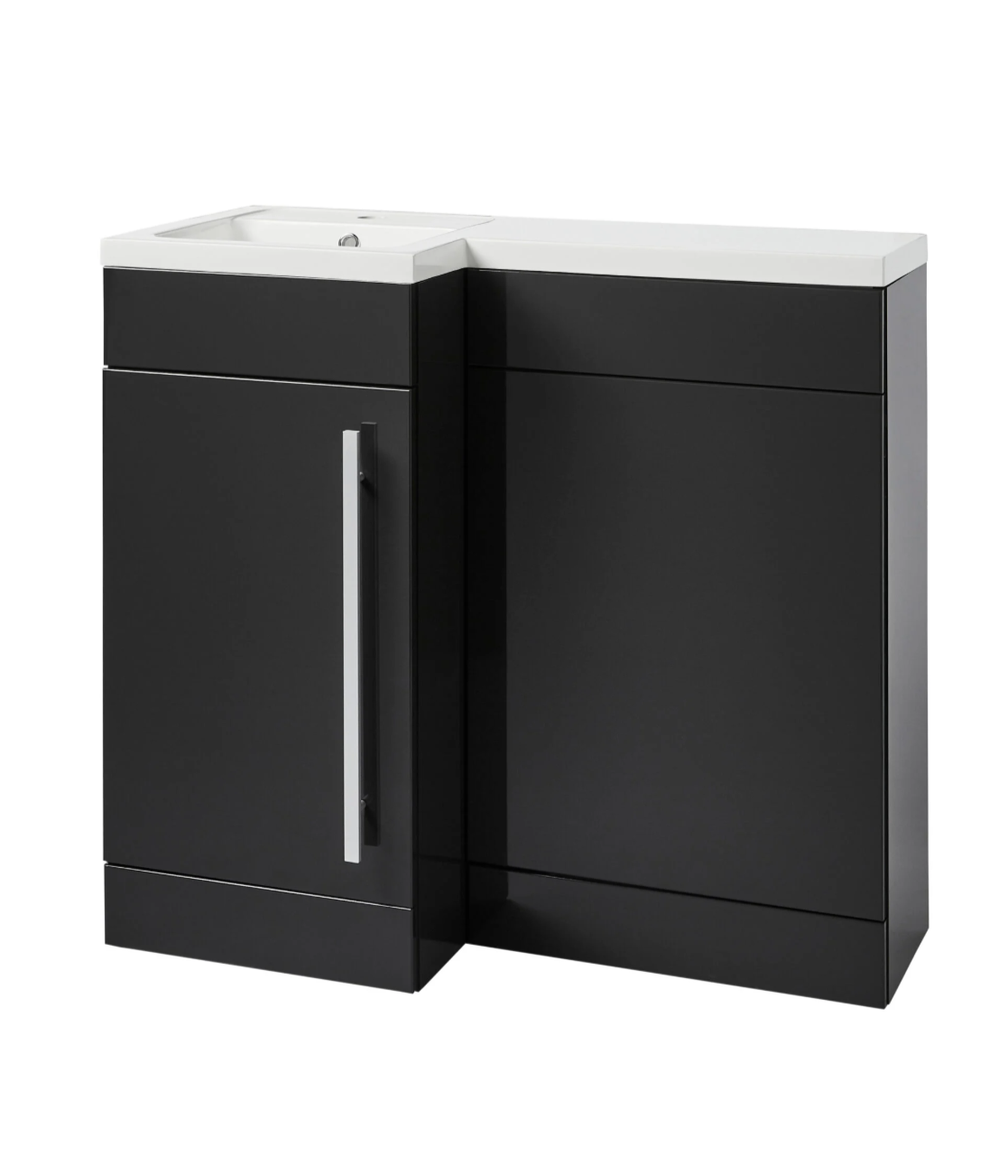 Kartell K-VIT Matrix Single Door L-Shaped Left Hand Furniture Pack 900mm - Storm Grey Gloss – Includes Cistern (MAT900BU-G- MAT900WC-G MAT900LH - ACC001N)