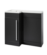 Kartell K-VIT Matrix Single Door L-Shaped Left Hand Furniture Pack 900mm - Storm Grey Gloss – Includes Cistern (MAT900BU-G- MAT900WC-G MAT900LH - ACC001N)