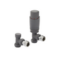 Kartell K-VIT K-Design thermostatic radiator valve twin pack in textured grey – Angled