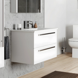 Kartell K-VIT Purity 800mm Wall Mounted 2 Drawer Unit With Ceramic Basin- Gloss White (FUR054PU-FUR060PU)