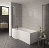 Kartell K-VIT Oblique P-Shaped Shower Bath 1700 x 850mm Left or Right Handed (BAT1600B)(BAT1610B)