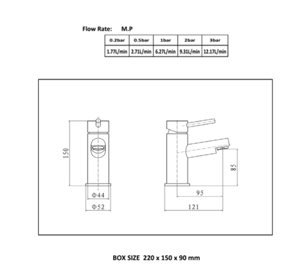 Kartell K-VIT Plan Mono Basin Mixer Tap with Click Waste (TAP010PL)