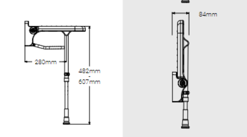 AKW 2000 Series Standard Wall Mounted Fold Up Shower Seat, Grey Padded (02010P)