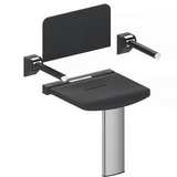 AKW Onyx Shower Seat With Back, Arms & Adjustable Leg - Black (02811BK-LS)