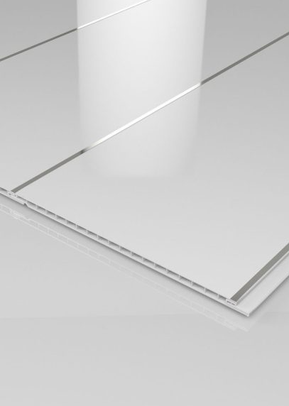 Ancona PVC Gloss White Ceiling Panels, Single Chrome 4 Pack, 2700mm x 250mm