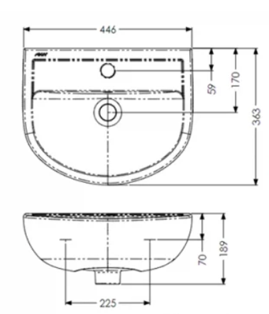 AKW Navlin 450mm 1 Tap Hole Wash Basin (23576)