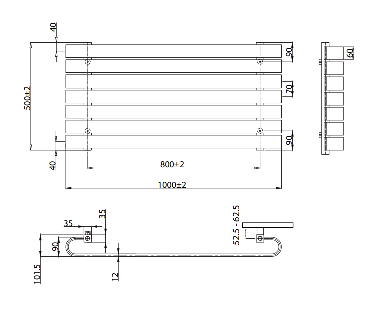 Kartell K-VIT Denver Designer Radiator 1000x500mm Textured Grey and White Gloss (DEN500-1000A)(DEN500-1000WT)
