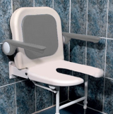 AKW 4000 Series Standard Horseshoe Wall Mounted Shower Seat with Back and Grey Padded Arms (04260)