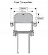 AKW 1000 Series Compact Wall Mounted Fold Up Grey Padded Shower Seat with Back and Arms (01122)