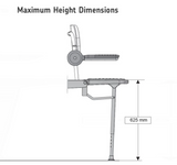 AKW 1000 Series Compact Wall Mounted Fold Up Grey Padded Shower Seat with Back and Arms (01122)