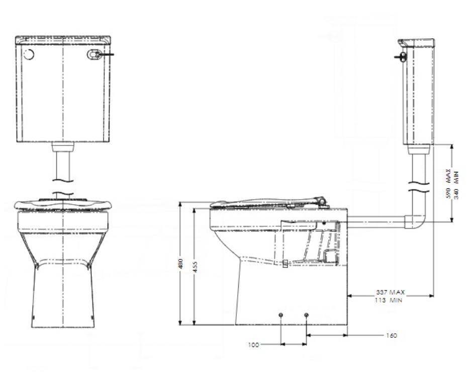 AKW Navlin Raised Height Low Level WC Suite (28322)