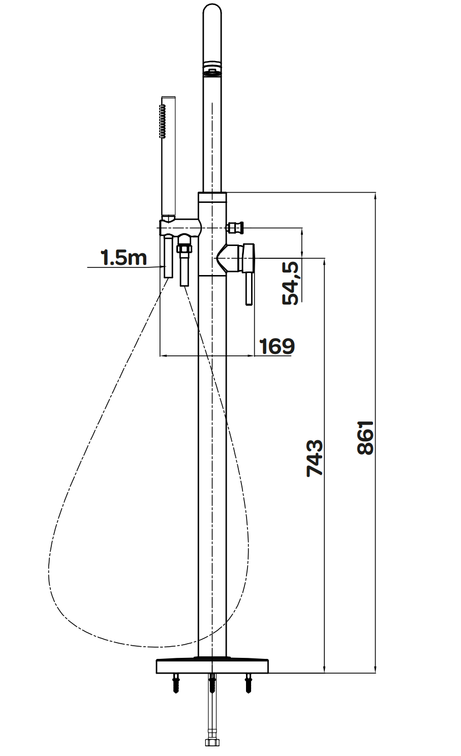 Kartell K-VIT Ottone Freestanding Bath Shower Mixer Brushed Brass (TAP145OT)