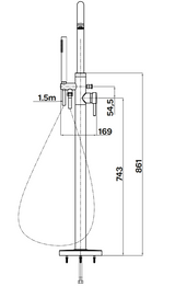 Kartell K-VIT Ottone Freestanding Bath Shower Mixer Brushed Brass (TAP145OT)