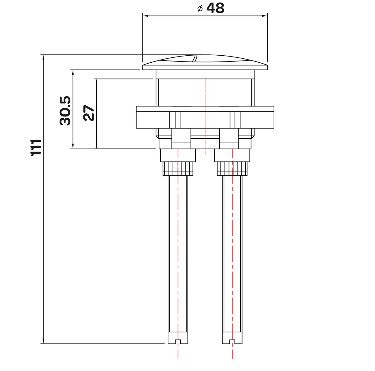 Kartell K-VIT Series 600 Cistern Push Button (Fits All Series 600 Cisterns) - Brushed Brass (BB600PB)