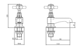 Kartell K-VIT Klassique Pair Basin Pillar Taps Chrome (TAP103KL)