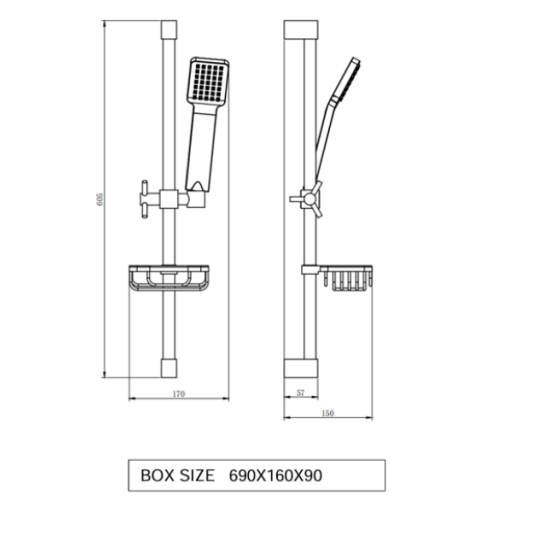 Kartell K-VIT Pure Option 6 Triple Thermostatic Concealed Shower with Slide Rail Kit & Overhead Drencher (SHO025PU-SHO070CU-SHO091OE-SHO073CU)