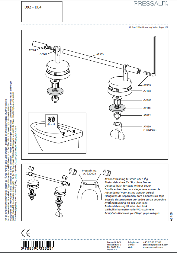Pressalit Toilet Seat Dania With Cover White (R37000-D92999)