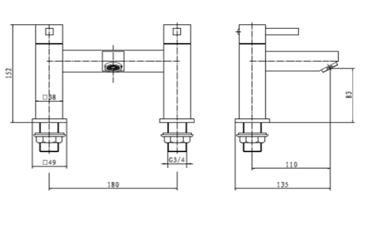 Kartell K-VIT Pure Bath Filler Mixer Tap Chrome (TAP052PR)