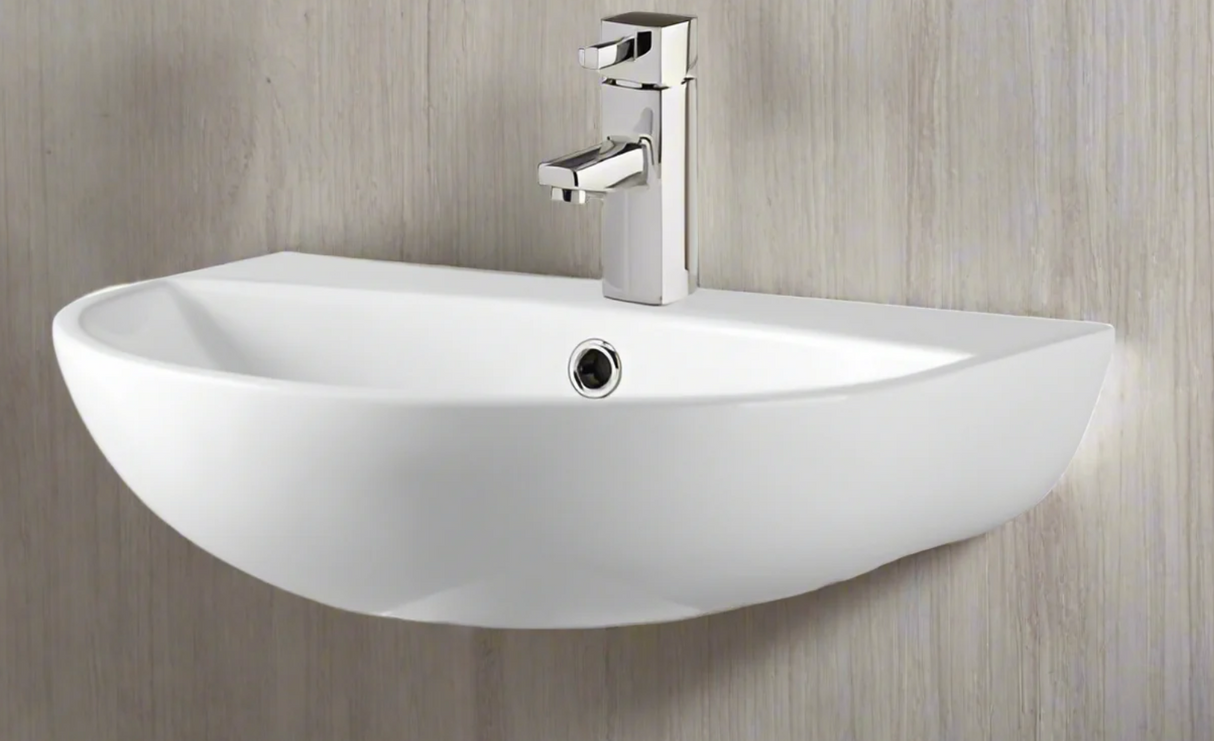 Kartell K-VIT Kameo 500mm One Tap Hole Basin with Full Pedestal- White Gloss (POT543KA-POT532KA)