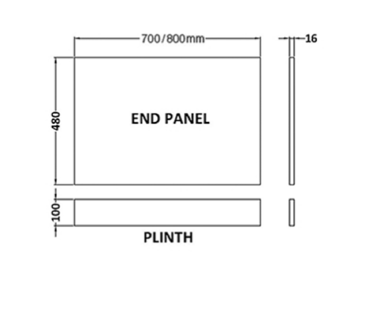 Kartell K-VIT Atlantis 700mm End Bath Panel (ATL700EP)