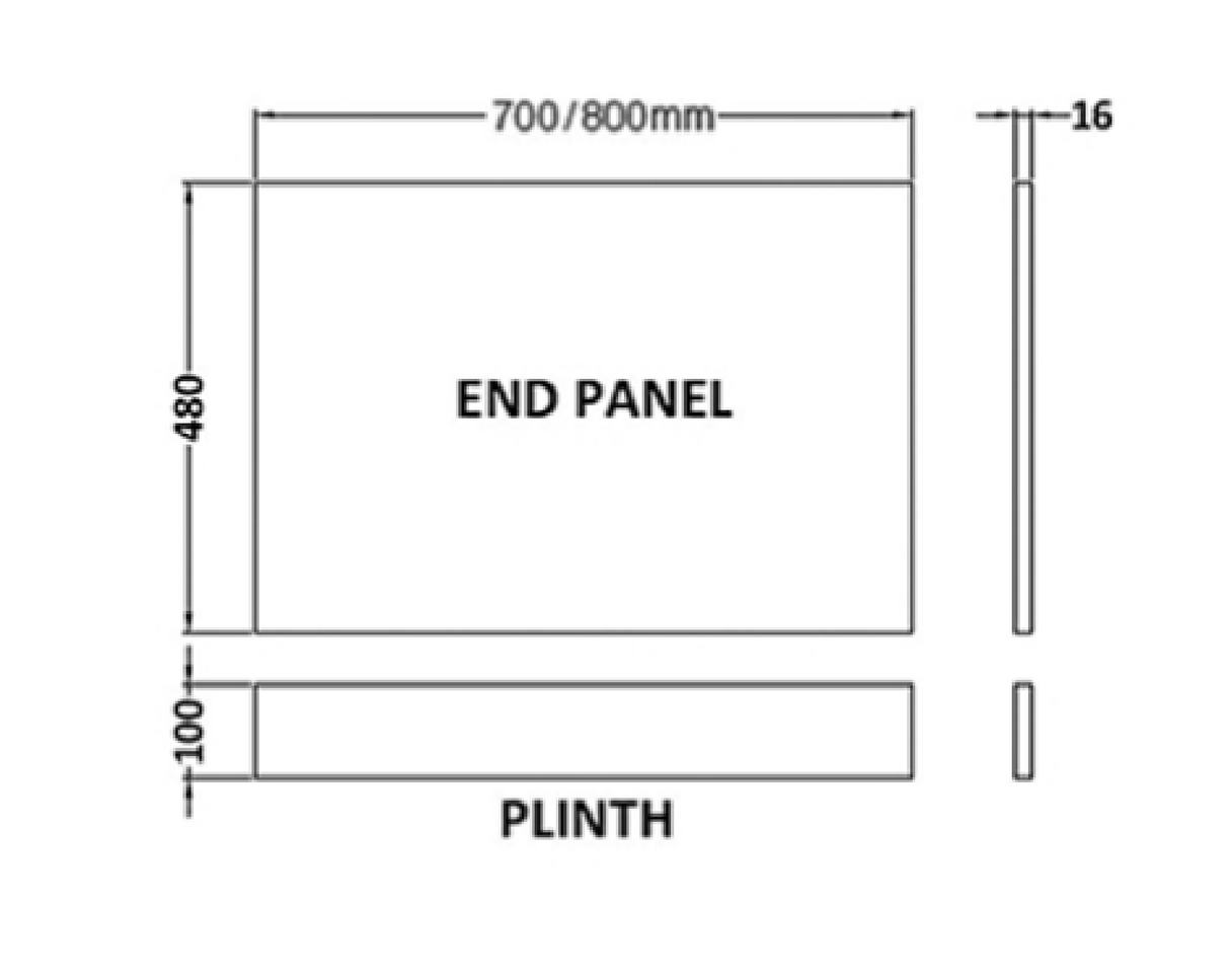 Kartell K-VIT Atlantis 800mm End Bath Panel (ATL800EP)