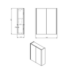 Kartell K-VIT Options 24 500mm Mirror Cabinet – White Gloss & Matt Cool Grey (OPT500MIR-WT) (OPT500MIR-CG)