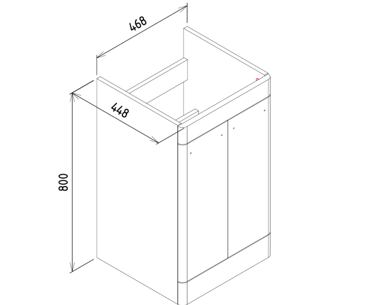 Kartell K-VIT Options 24 600mm 2 Door Floor Standing Unit With Ceramic Basin -White Gloss & Matt Cool Grey (OPT600DO-WT FUR149ME)(OPT600DO-CG FUR149ME)