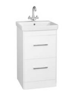 Kartell K-VIT Options 24 500mm 2 Drawer Floor Standing Unit With Ceramic Basin -White Gloss (OPT500DR-WT FUR148ME)