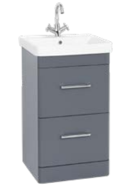 Kartell K-VIT Options 24 500mm 2 Drawer Floor Standing Unit With Ceramic Basin -White Gloss & Matt Cool Grey (OPT500DR-WT FUR148ME)(OPT500DR-CG FUR148ME)