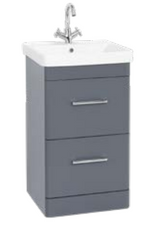Kartell K-VIT Options 24 500mm 2 Drawer Floor Standing Unit With Ceramic Basin -White Gloss & Matt Cool Grey (OPT500DR-WT FUR148ME)(OPT500DR-CG FUR148ME)