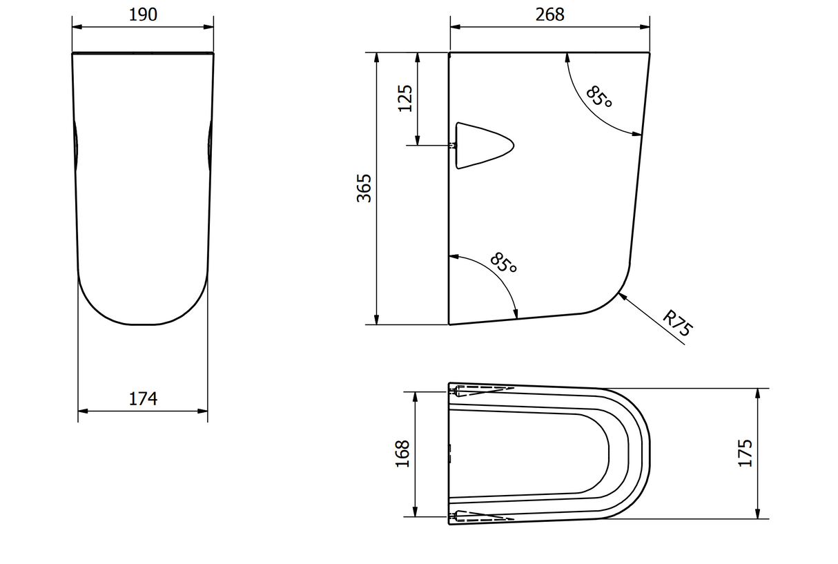 Kartell K-VIT Studio 550mm One Tap Hole Basin with Semi Pedestal (POT290ST-POT452SE)