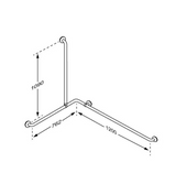 Pressalit PLUS corner shower handrail 762 x 1200 x 1090 mm – dimension drawing