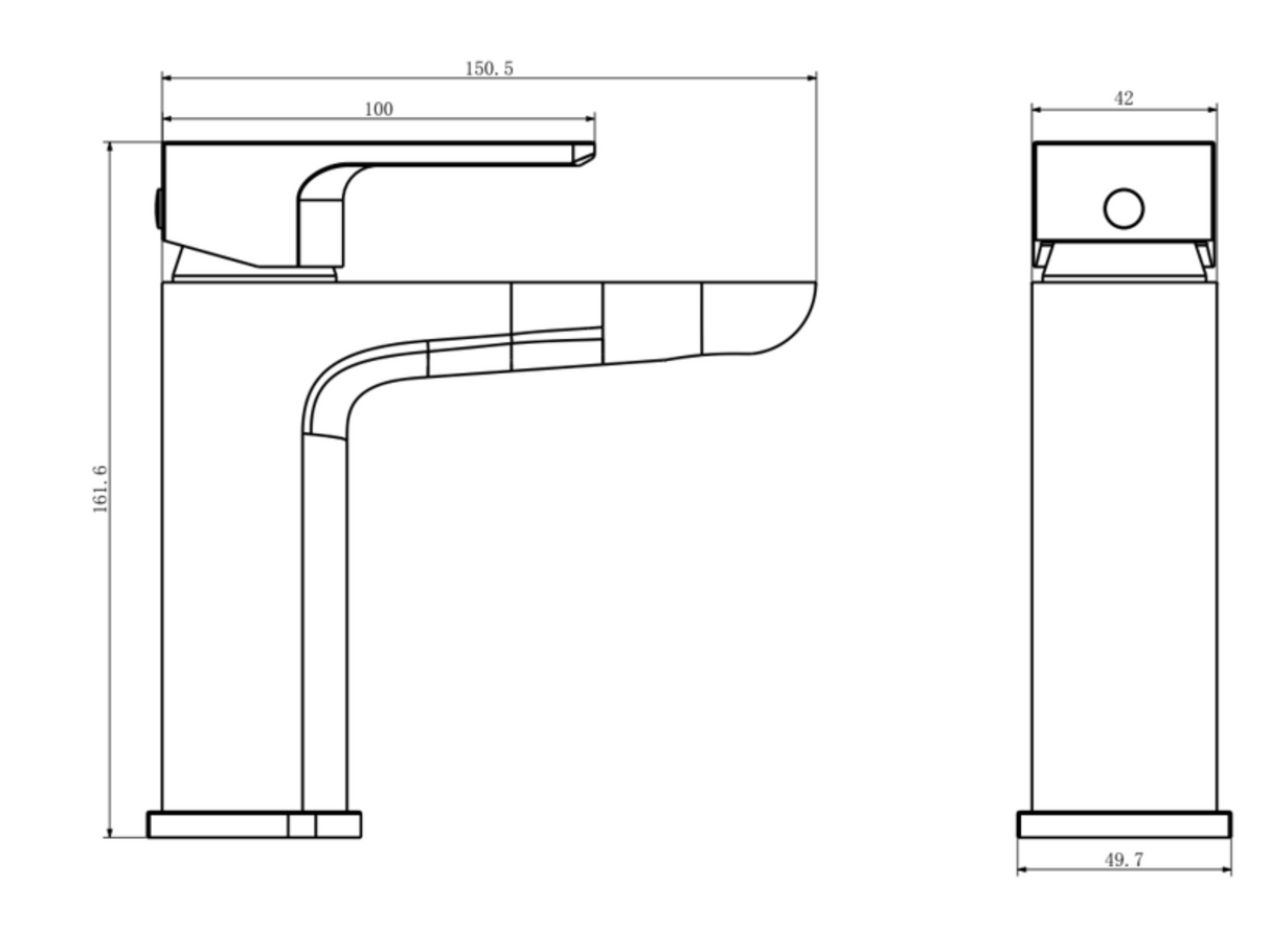 Kartell K-VIT Kolt Mono Basin Mixer with Clicker Waste – Matt Black (TAP310KBL)