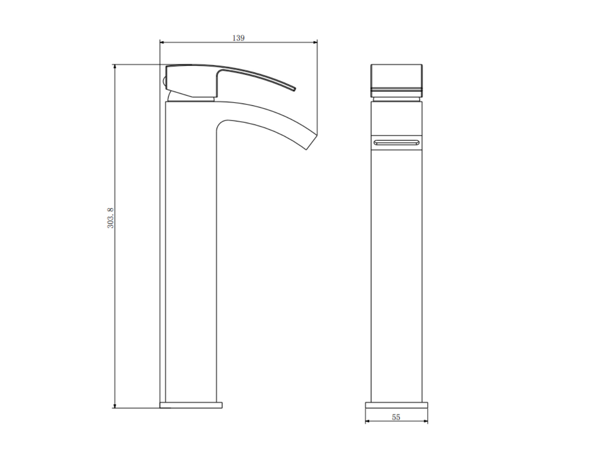 Kartell K-VIT Flair Hi Rise Mono Basin Mixer Chrome (TAP005FLJ)