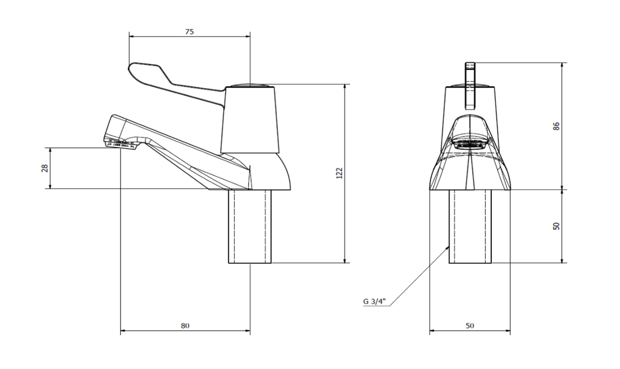 Kartell K-VIT Leva 3/4" Bath Taps (Pair) Chrome (TAP171LE)