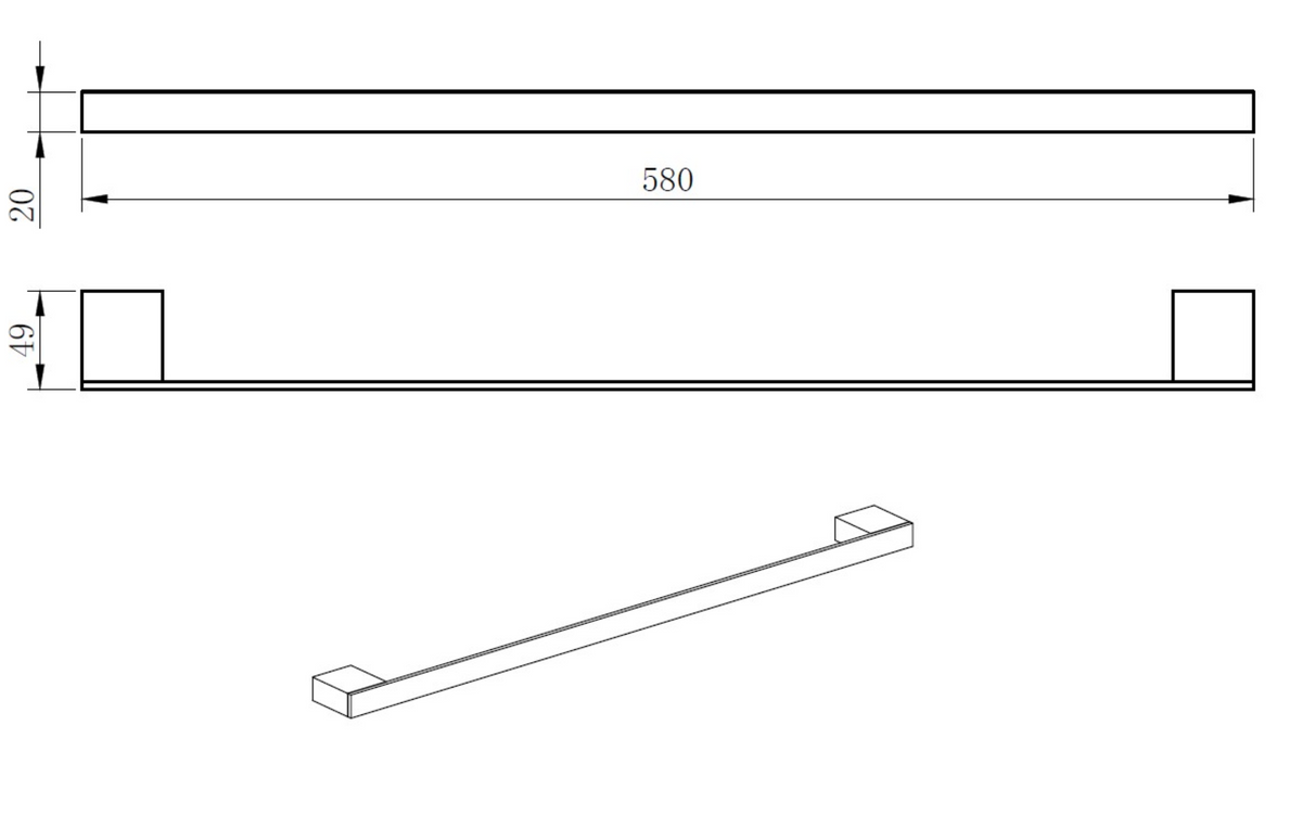Kartell K-VIT Premium Towel Bar – Matt Black (ACC311)